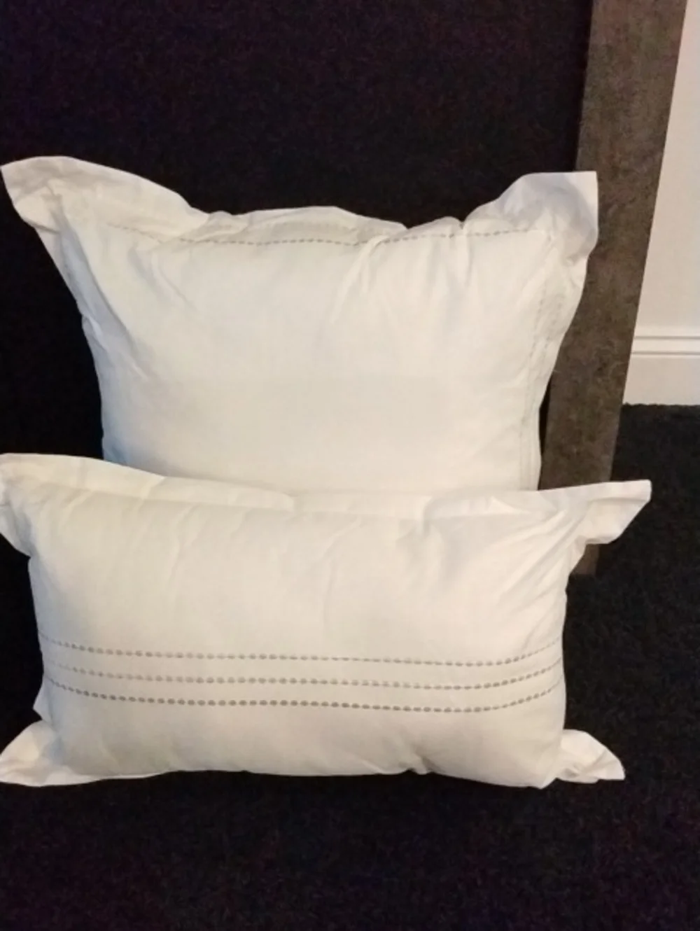 White Decorative Stitched Throw Pillows Set of 2